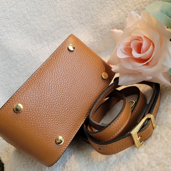 New! Italian Borse in Pelle Crossbody Brown Pebble Leather Bag - Picture 4 of 7